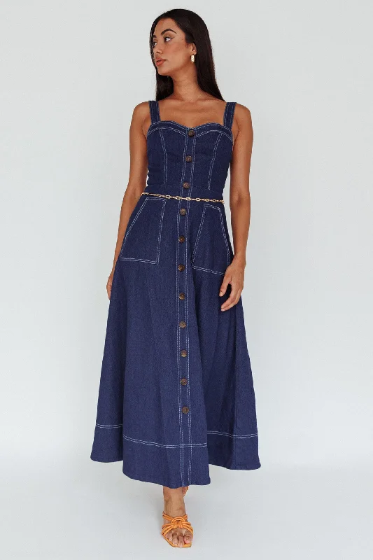 Laureen Pocket Maxi Dress Denim Indigo