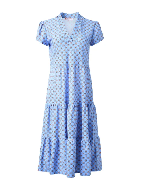 Libby Blue Print Tiered Dress