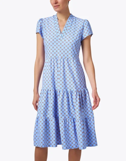 Libby Blue Print Tiered Dress