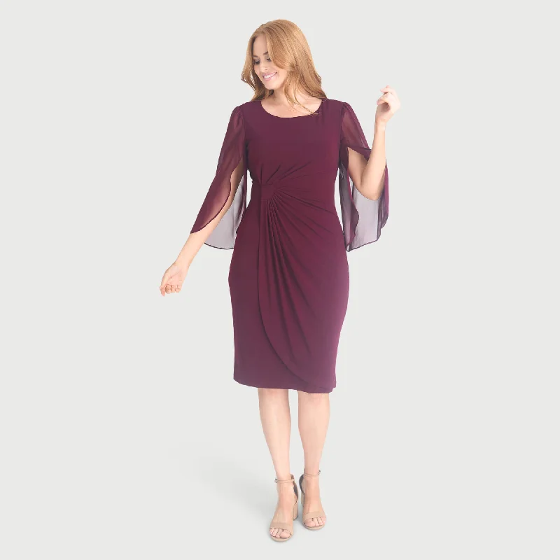 Lisette Bordeaux Faux Wrap Dress