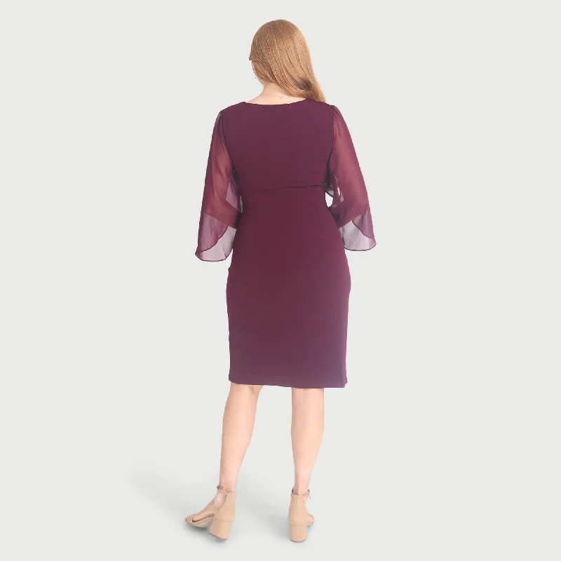 Lisette Bordeaux Faux Wrap Dress