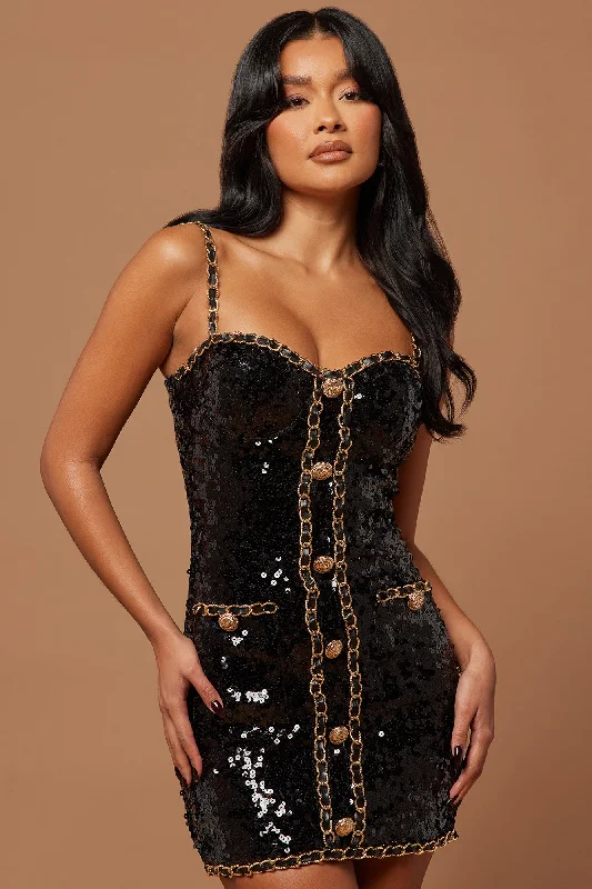 Madeline Sequin Mini Dress - Black