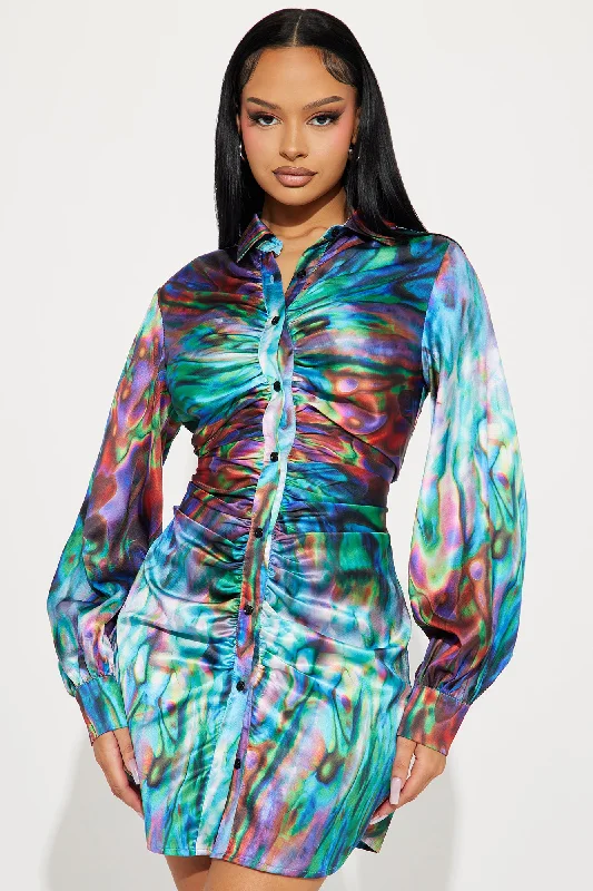 Madison Satin Mini Dress - Multi Color