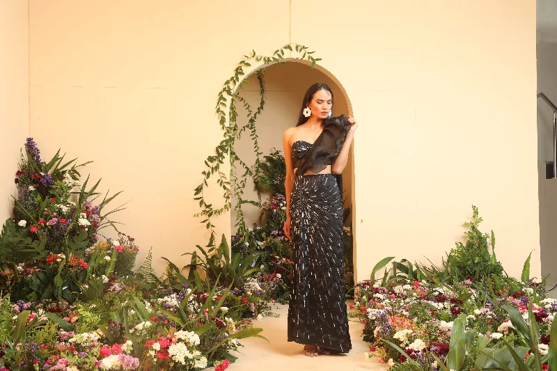 Mayra Black Hand Embroidered Saree Gown