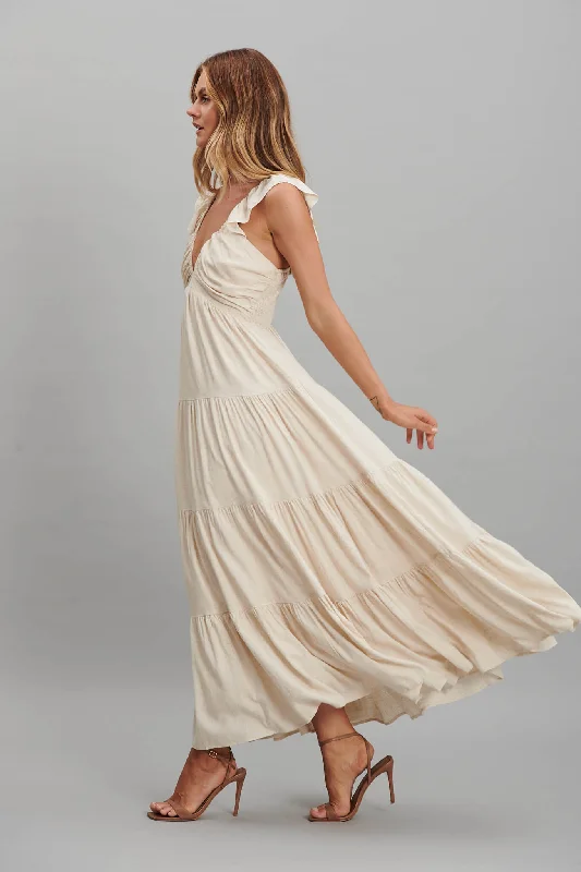 Monroe Maxi Sundress In Oatmeal Linen Blend