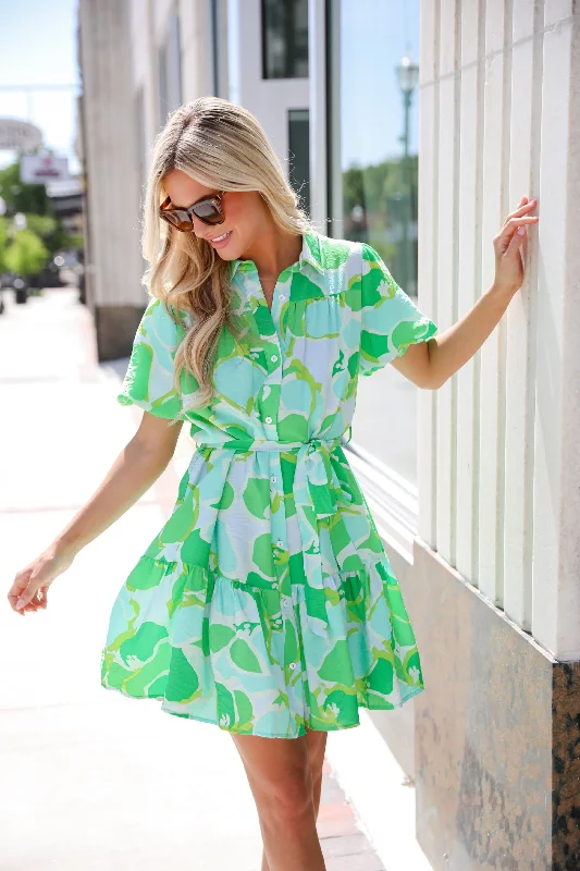 More Than Gorgeous Green Floral Mini Dress