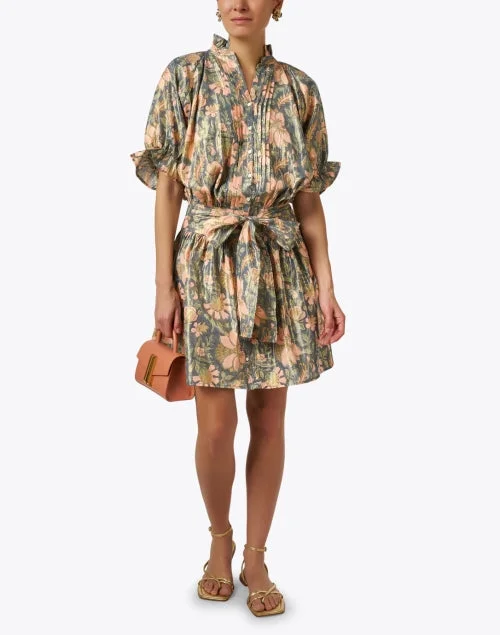 Multi Print Cotton Lamé Dress