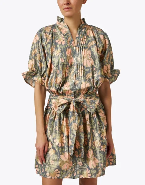 Multi Print Cotton Lamé Dress