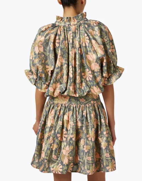 Multi Print Cotton Lamé Dress