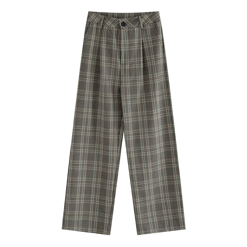 Flytonn-Korean style, Casual fashion, INS dressing, Lazy style, Graduation gift 
NO. 1055 WIDE PLAID PANTS