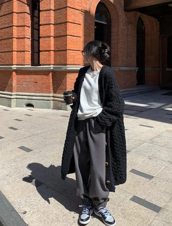 Flytonn-Korean style, Casual fashion, INS dressing, Lazy style, Graduation gift 
NO. 1160 LONG CARDIGAN