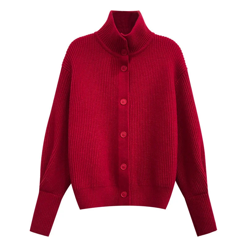 Flytonn-Korean style, Casual fashion, INS dressing, Lazy style, Graduation gift 
NO. 1161 BUTTON UP TURTLE NECK