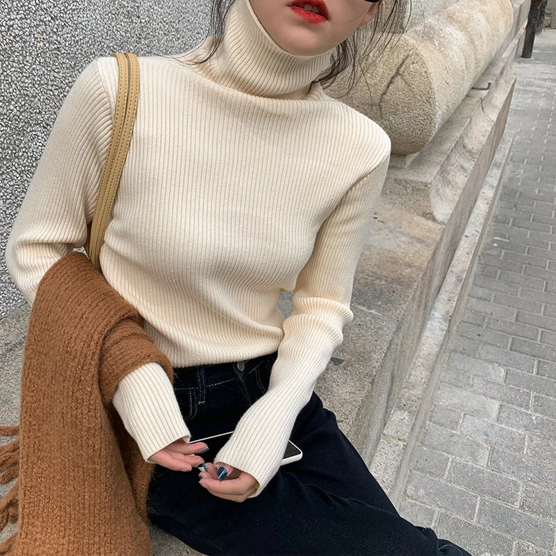 Flytonn-Korean style, Casual fashion, INS dressing, Lazy style, Graduation gift 
NO. 1170 CASUAL KNIT TURTLENECK