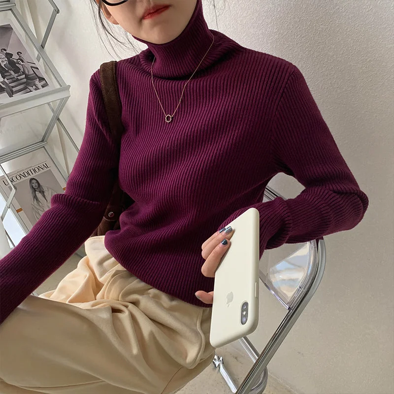 Flytonn-Korean style, Casual fashion, INS dressing, Lazy style, Graduation gift 
NO. 1170 CASUAL KNIT TURTLENECK