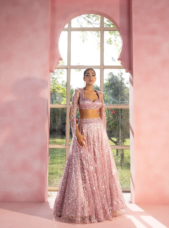 Nohreen and Noora Lavender Embroidered Sequin Lehenga Set