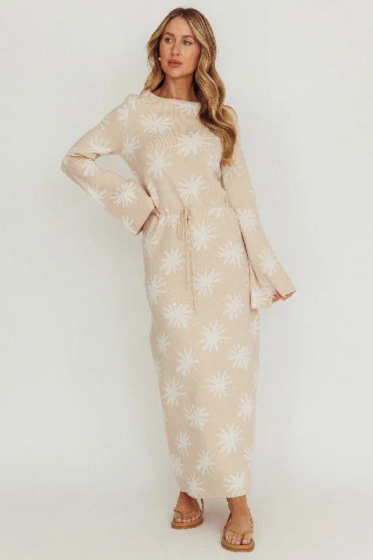 Orleans Star Print Knit Maxi Dress Sand