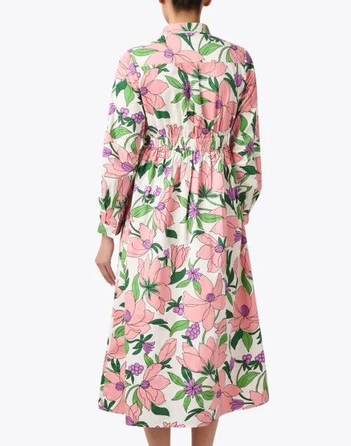 Pink Floral Cotton Shirt Dress