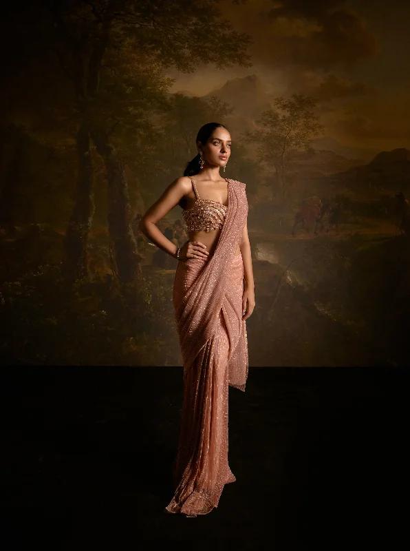 Aazina Blush Pink Pre-Stitched Saree