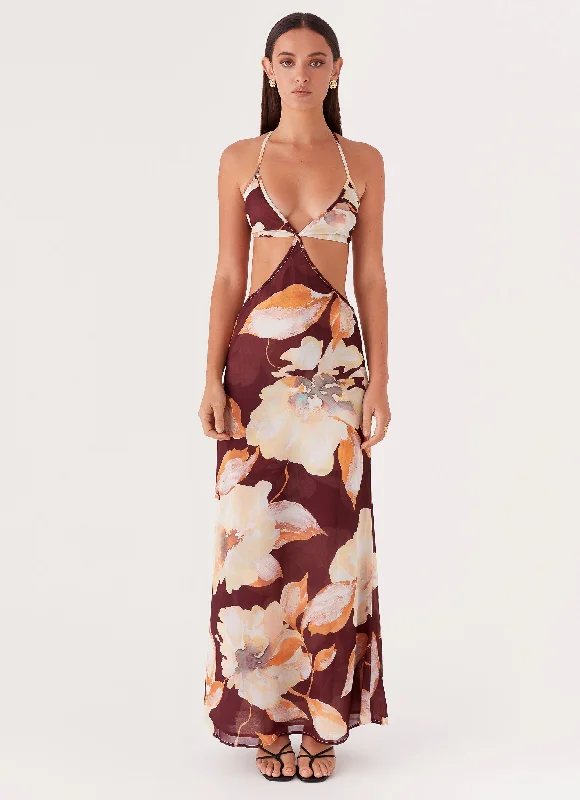 Primrose Daydream Maxi Dress - Brown Floral