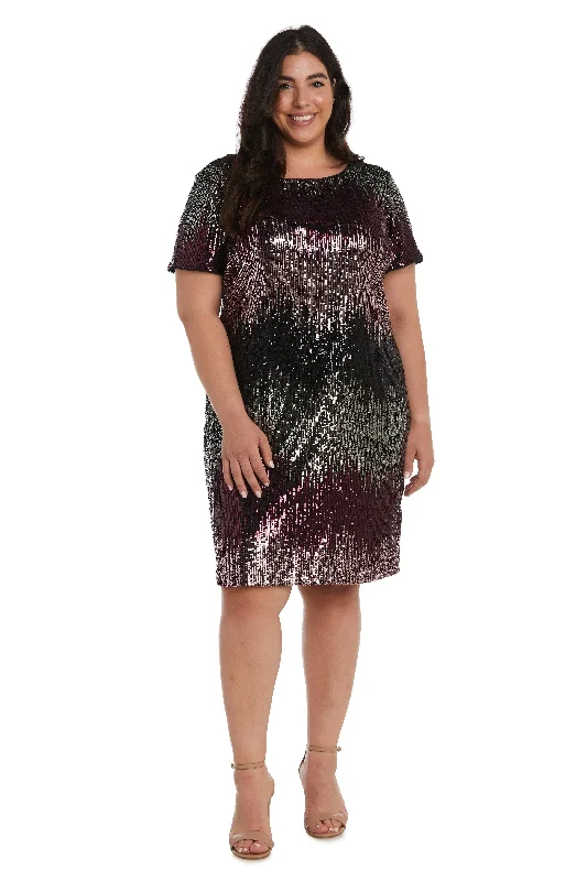 R&M Richards 7151W Short Plus Size Ombre Dress