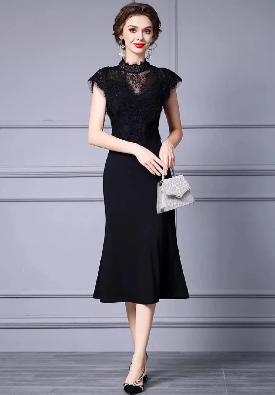 Remy Embroidery Lace Buttock Covering Fishtail Skirt Dress