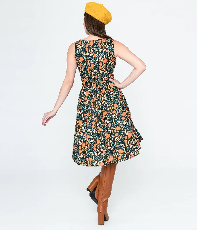 Retrolicious Black Flora Swing Dress