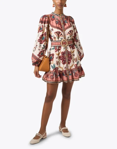 Riad Cream Floral Print Shirt Dress