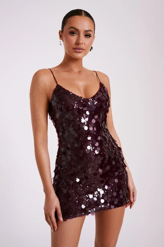 Romilly Sequin Mini Dress - Burgundy