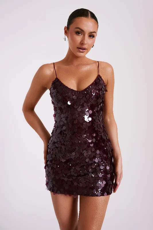 Romilly Sequin Mini Dress - Burgundy