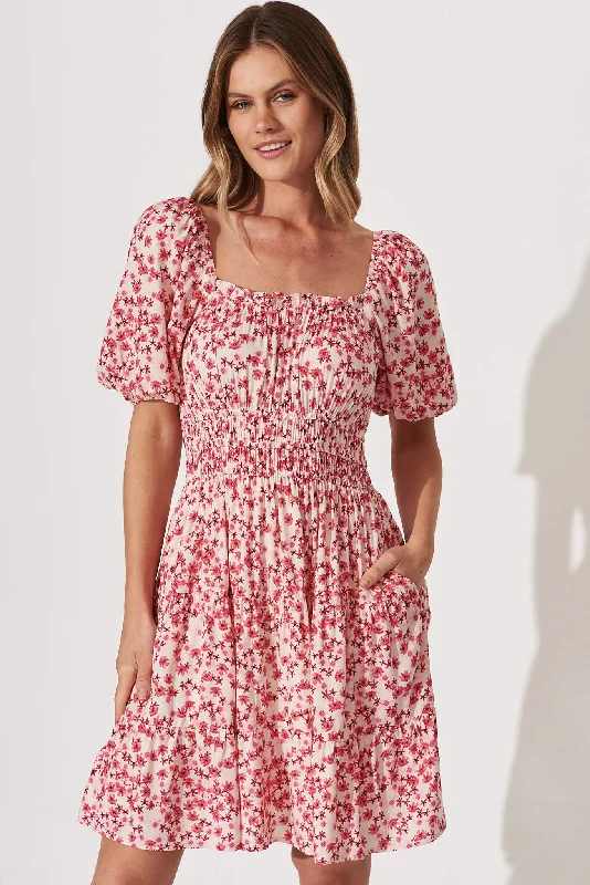 Rosalita Dress In Pink Ditsy Floral