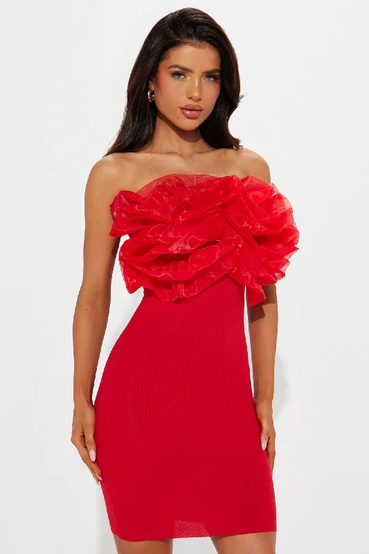 Ruffle Up Mini Dress - Red