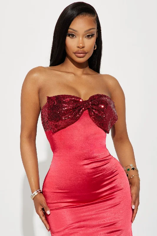 Serena Satin Mini Dress - Red