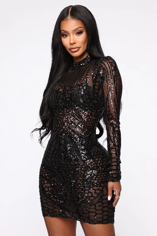 Showing What I Got Sequin Mini Dress - Black