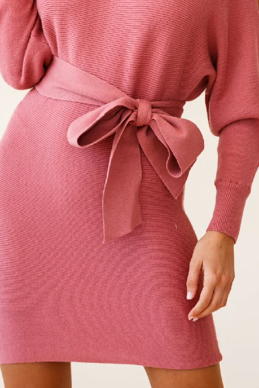 Sorry, Honey Cold Shoulder Knit Dress Rose