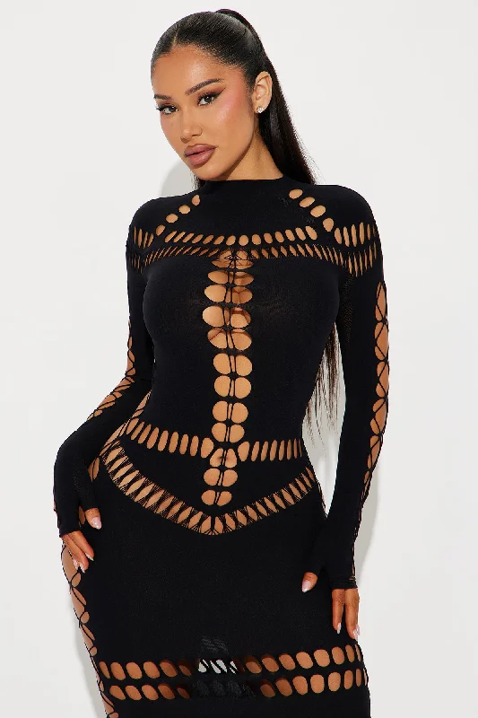 Stephanie Seamless Cut Out Maxi Dress - Black