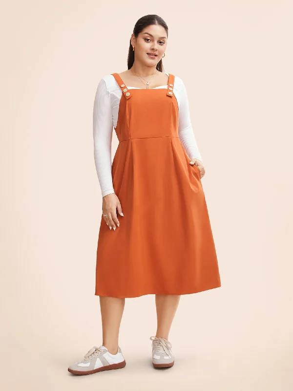 Suspender Skirt Style Midi Dress