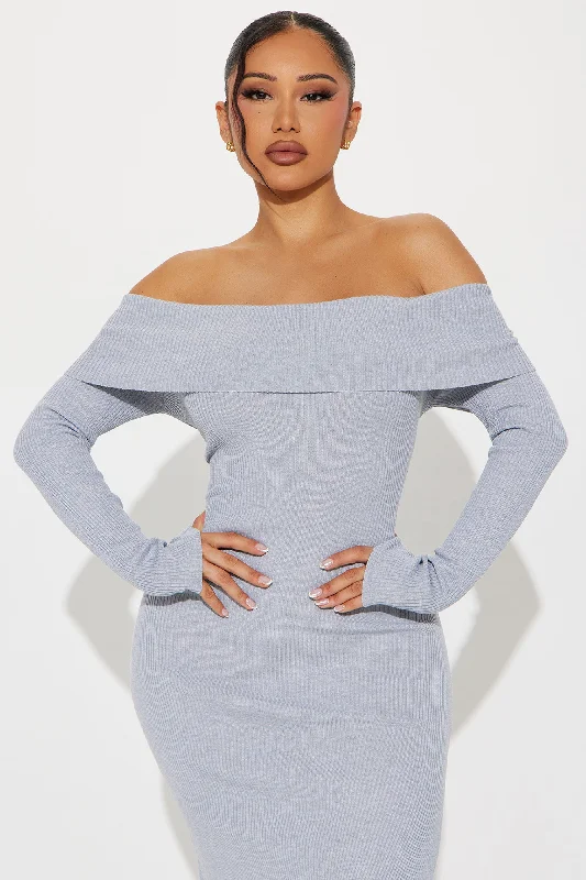 Sweater Weather Maxi Dress - Heather Grey