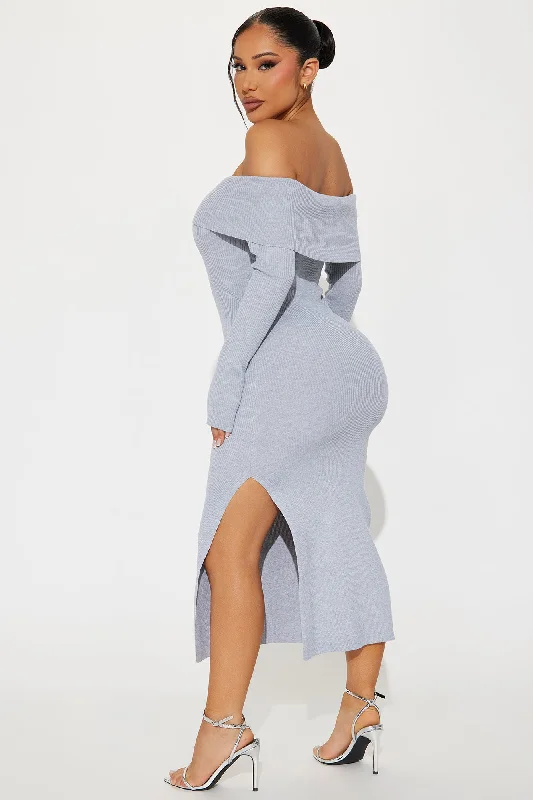 Sweater Weather Maxi Dress - Heather Grey