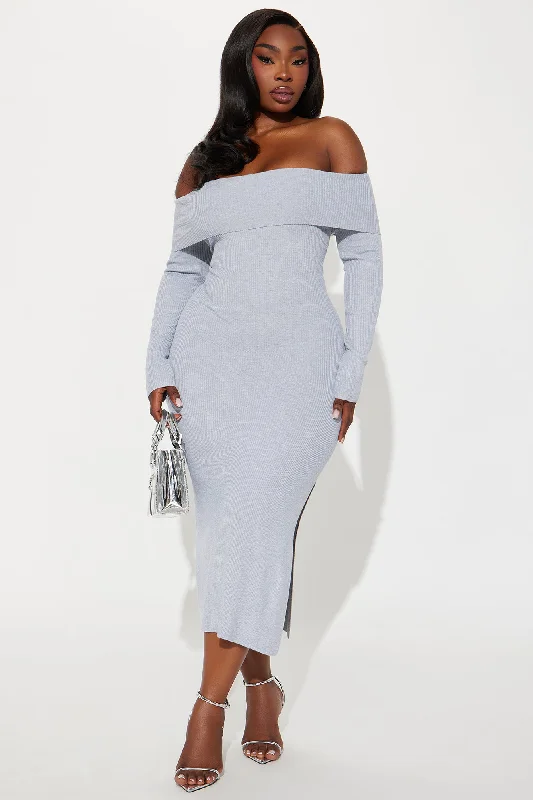 Sweater Weather Maxi Dress - Heather Grey