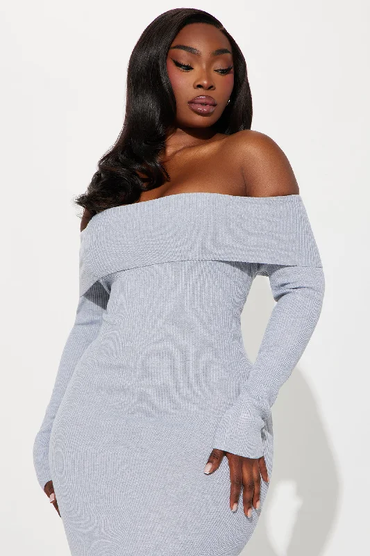 Sweater Weather Maxi Dress - Heather Grey