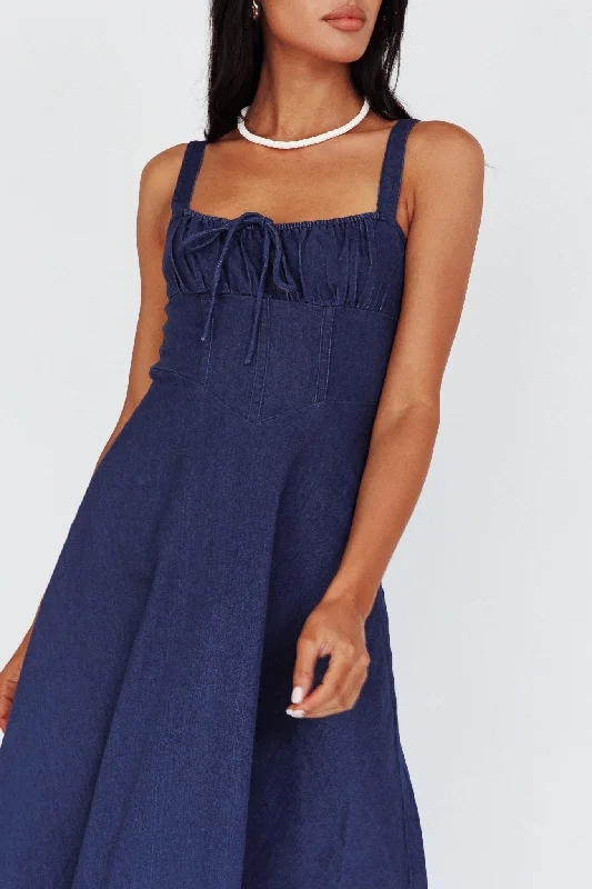 Sweet Pea Tied Bust Maxi Dress Indigo