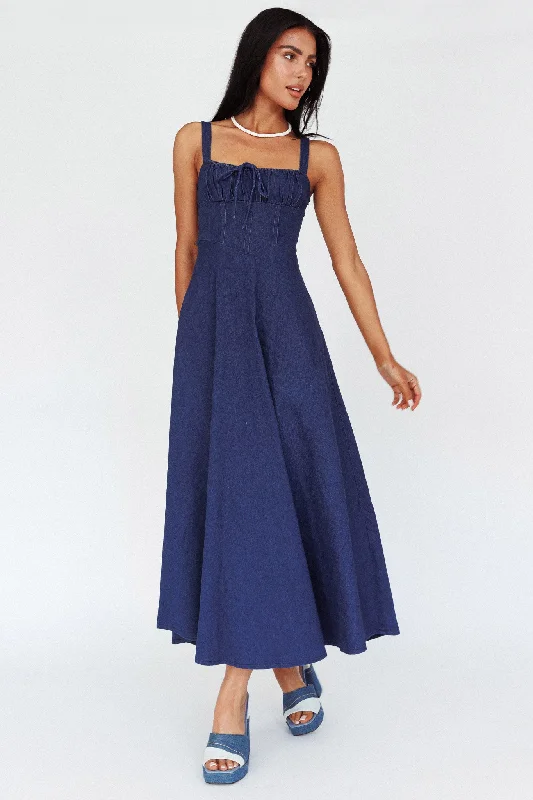 Sweet Pea Tied Bust Maxi Dress Indigo