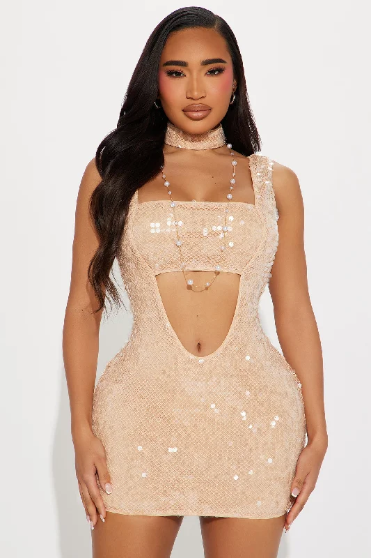 Symphony Micro Mini Dress Set - Nude