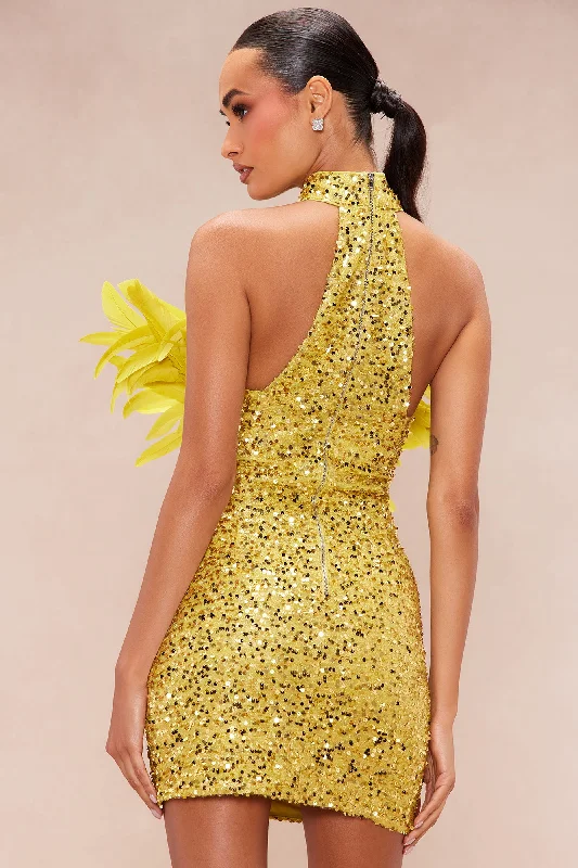 Tinsley Sequin Mini Dress - Chartreuse