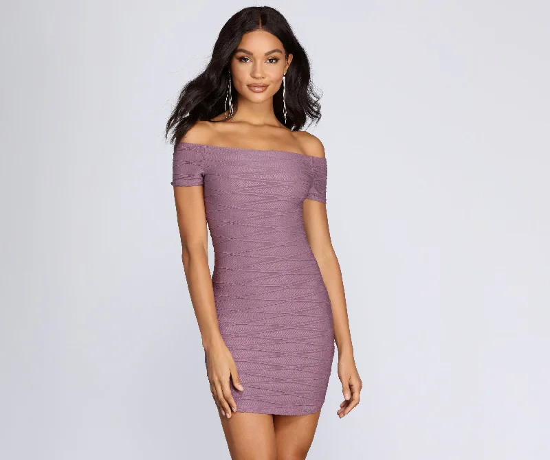 Totally Textured Off Shoulder Dress