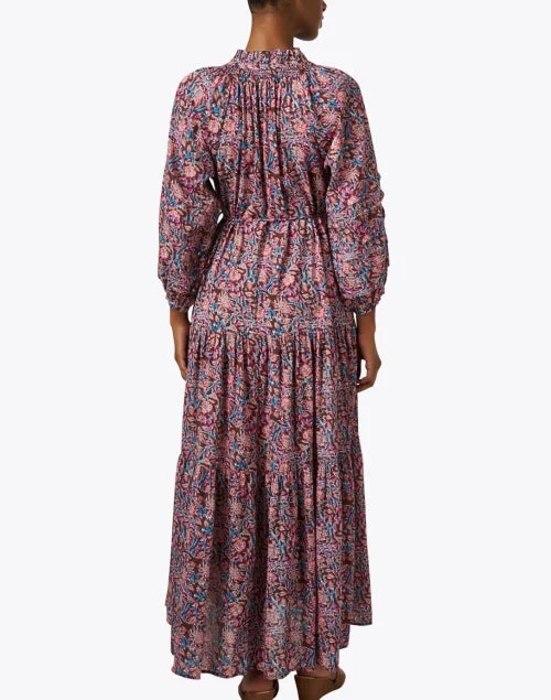 Trinidad Brown Multi Print Cotton Dress