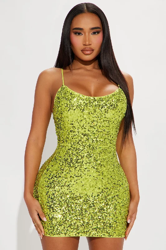 Twilight Sequin Mini Dress - Lime