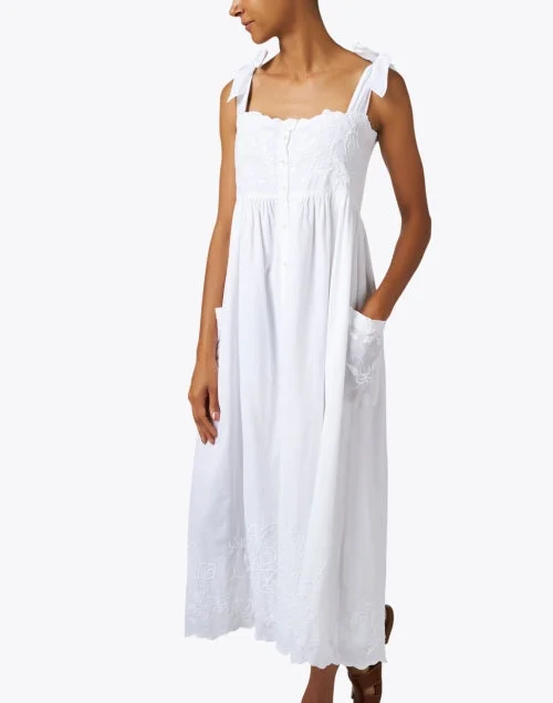 White Embroidered Cotton Dress