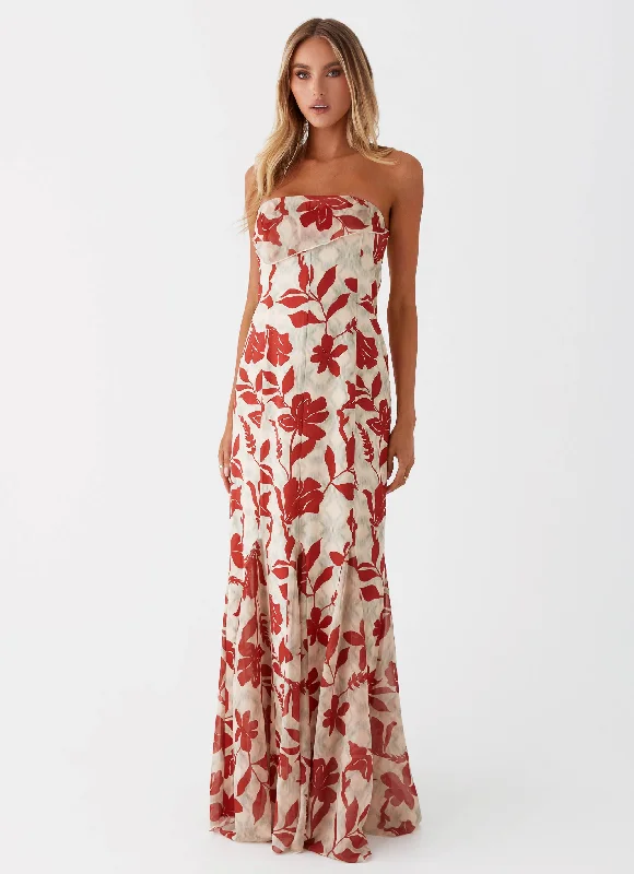 Willa Maxi Dress - Red Green Floral