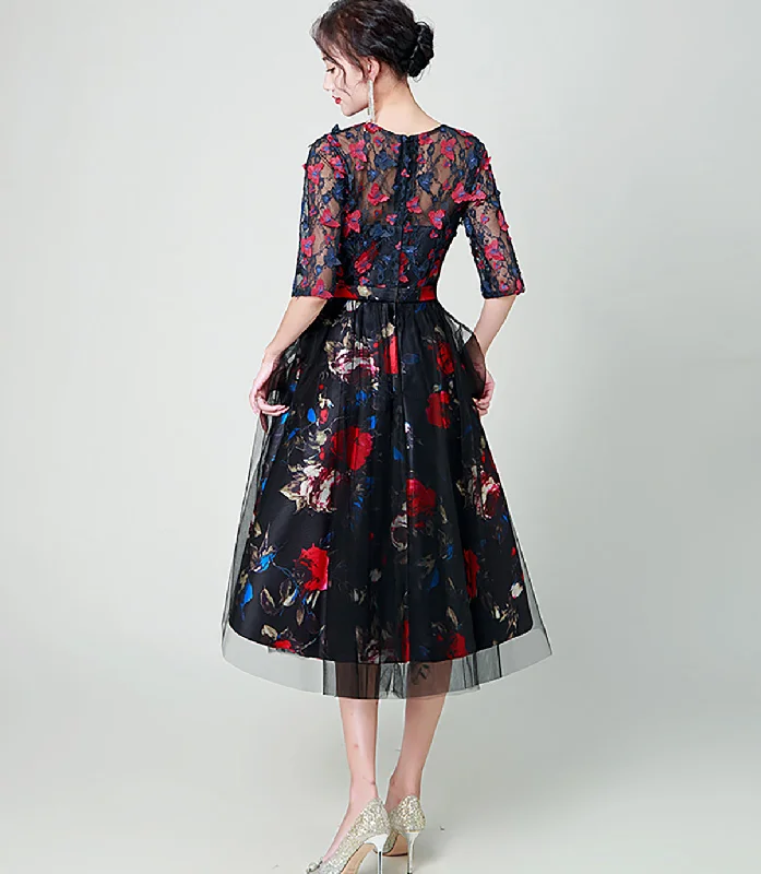 Floral Print Midi Elegant Dress